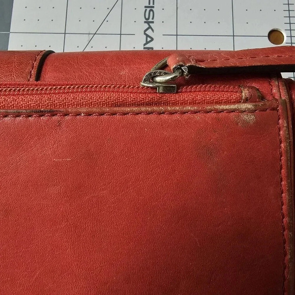 Coach Vintage Red Leather Trifold Checkbook Wallet Designer - Picture 9 of 14